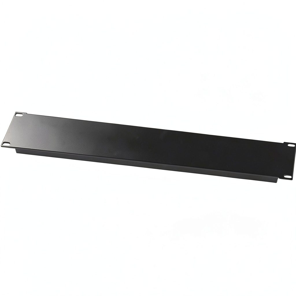 Sanus 1U blanking panel installed in an AV rack