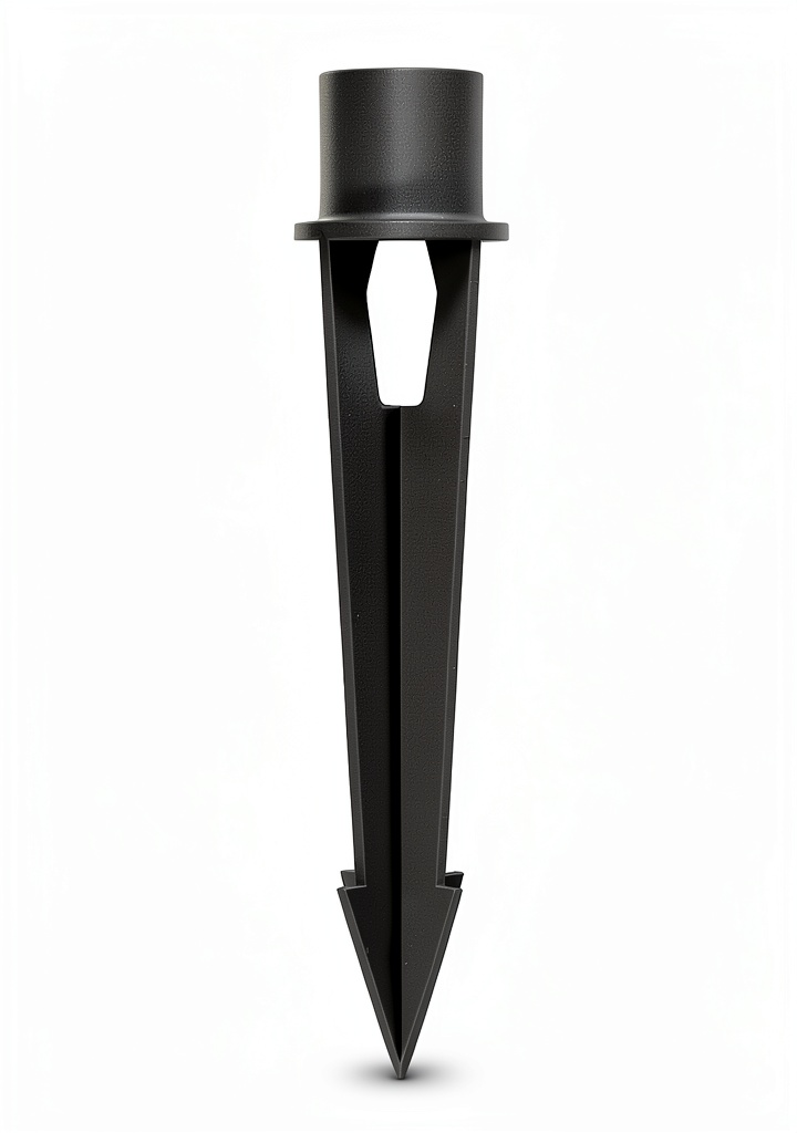 Sonance ground stake installed in a garden with speakers