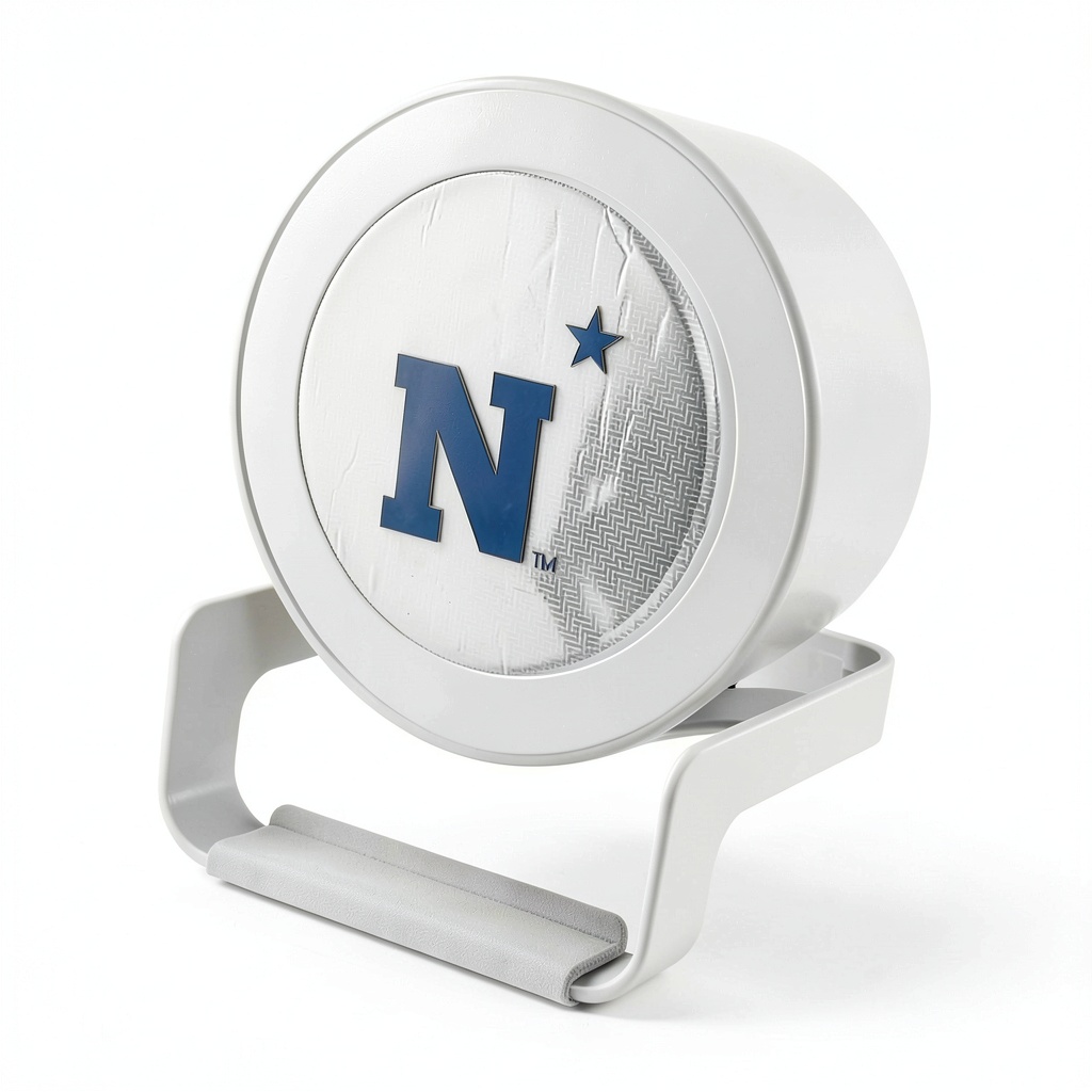 Keyscaper Navy Midshipmen Nightlight Charger on a nightstand