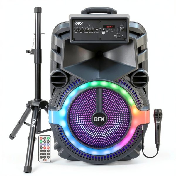 QFX PBX-158SM Portable Party Speaker Bluetooth TWS Lights-0