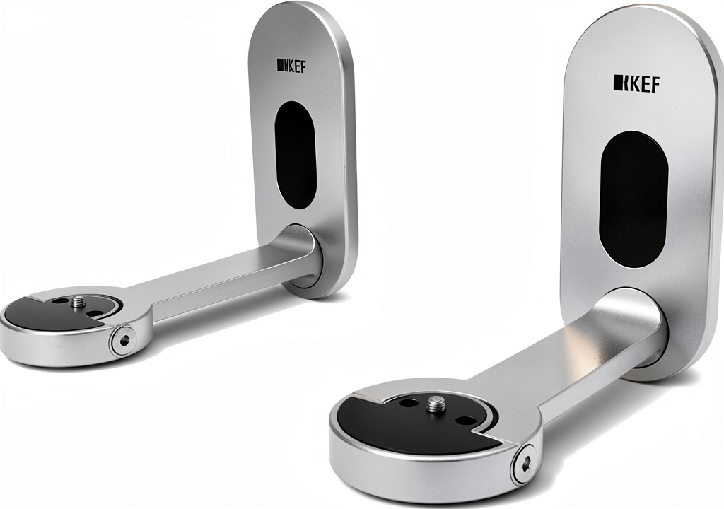 KEF LSX wall bracket installed in a modern living room
