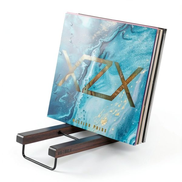 Victrola Vinyl Record Stand Modern Wood & Metal Holds 25 Records-1
