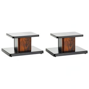 Unique Bargains Wood Speaker Stands 2pcs Black Hollow Base Support-0