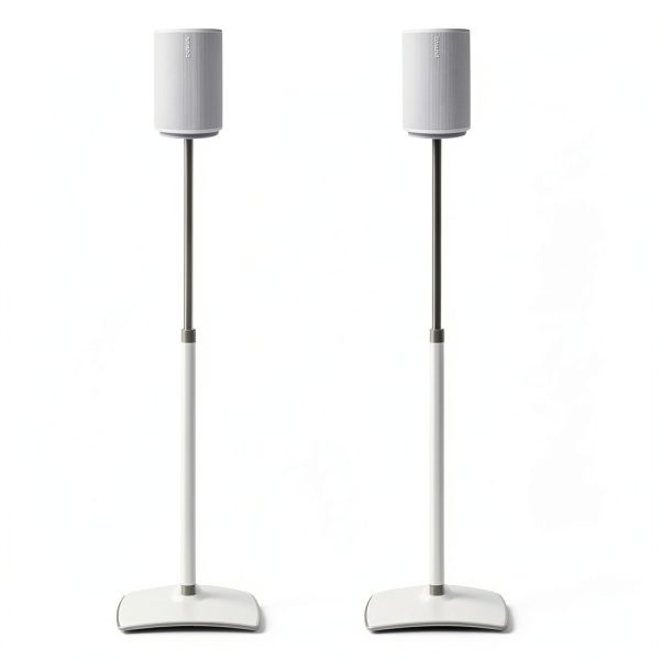 Sanus - Height-Adjustable Speaker Stands for Sonos Era 100 - Pair - White-0