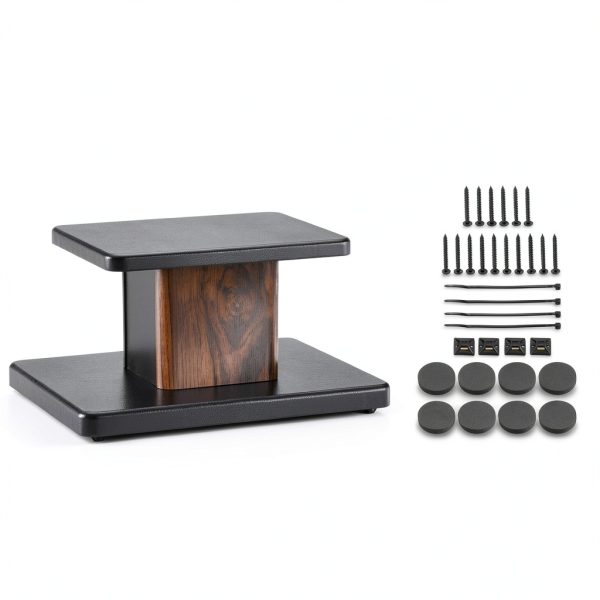 Unique Bargains Wood Speaker Stands 2pcs Black Hollow Base Support-6