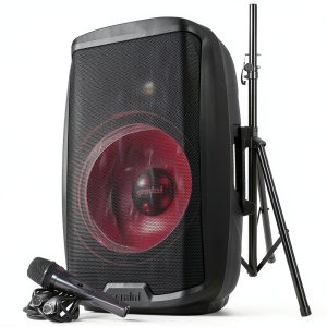 Gemini - 2000W Bluetooth PA Speaker w/Stand – 15” DJ Loudspeaker System with LED - Black-0
