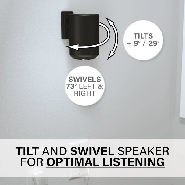 Sanus Tilt and Swivel Speaker Wall Mount Black Power Kit for Audio-5