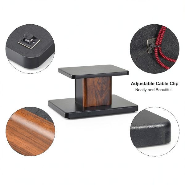 Unique Bargains Wood Speaker Stands 2pcs Black Hollow Base Support-2