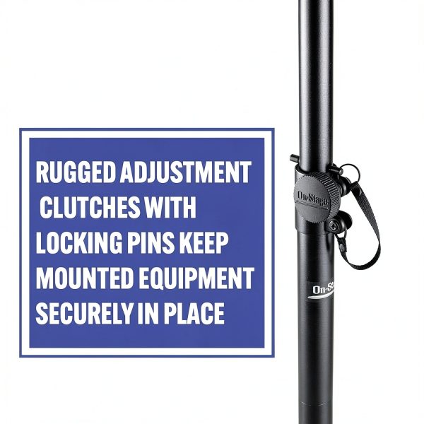 On Stage Stands - On-Stage Production Grade SS8000 Speaker/Lighting Stand – Supports Up to 65lbs, Adjustable Feet & Height Extend 54-98" - Black-1