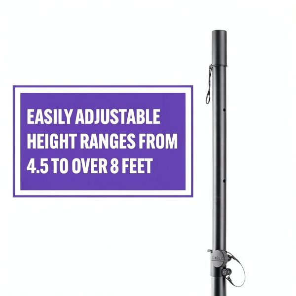 On Stage Stands - On-Stage Production Grade SS8000 Speaker/Lighting Stand – Supports Up to 65lbs, Adjustable Feet & Height Extend 54-98" - Black-8
