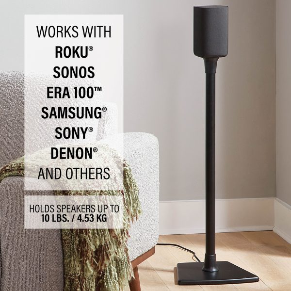 Sanus - Universal Speaker Stands for Speakers up to 10 lbs - Built in Cable Management - Sold in Pairs - Black-10