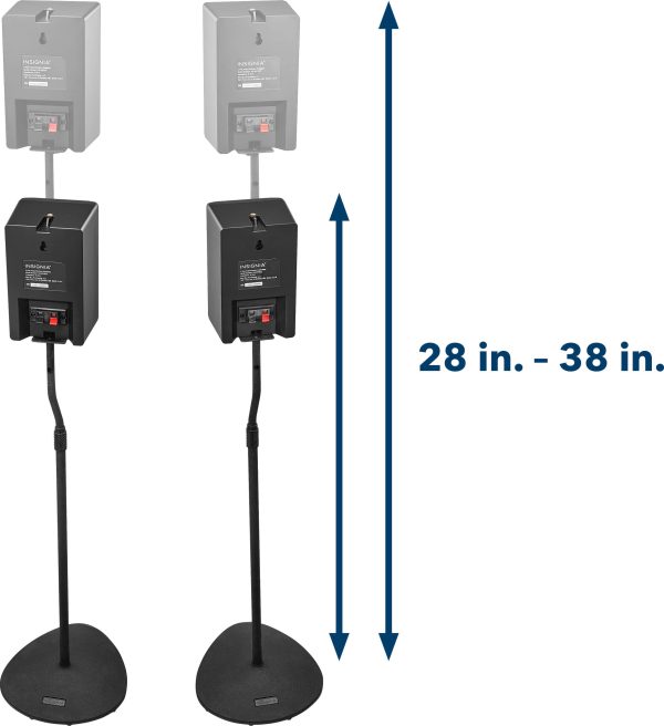 Insignia™ - 28 – 38" Adjustable Height Speaker Stands for Satellite Speakers - Black-6