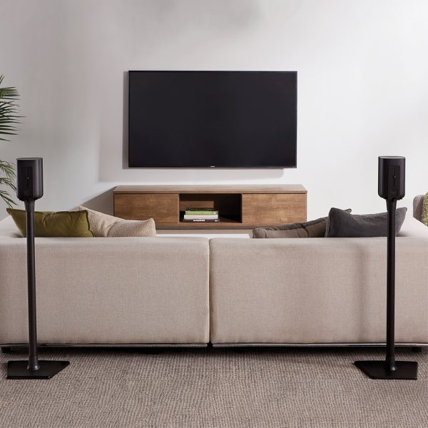 Sanus - Universal Speaker Stands for Speakers up to 10 lbs - Built in Cable Management - Sold in Pairs - Black-16