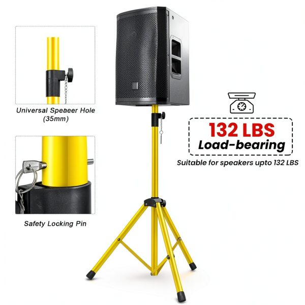 5 CORE Speaker Stand 31 to 36in Yellow Heavy Duty Tripod 132lb-2