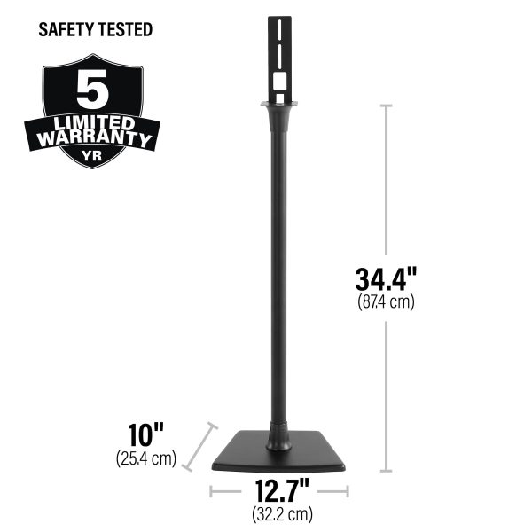 Sanus - Universal Speaker Stands for Speakers up to 10 lbs - Built in Cable Management - Sold in Pairs - Black-9