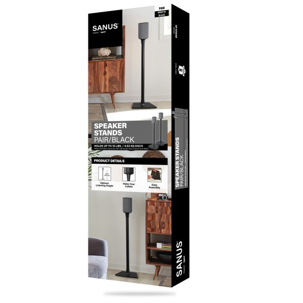 Sanus - Universal Speaker Stands for Speakers up to 10 lbs - Built in Cable Management - Sold in Pairs - Black-19